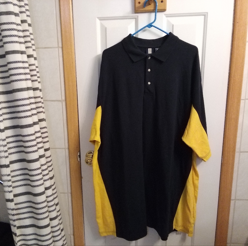 Sporty Black and Yellow Color-Block Polo